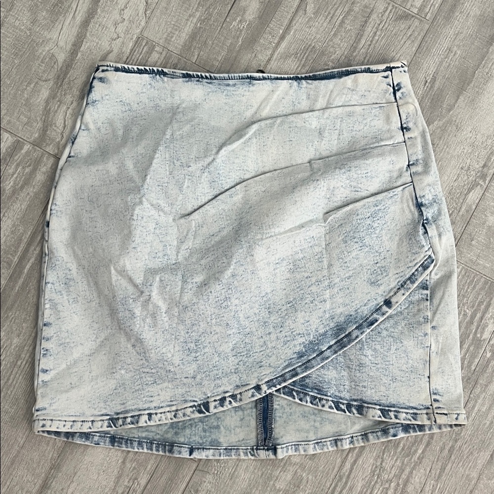 Amazon Light Blue Acid Wash Denim Mini Skirt